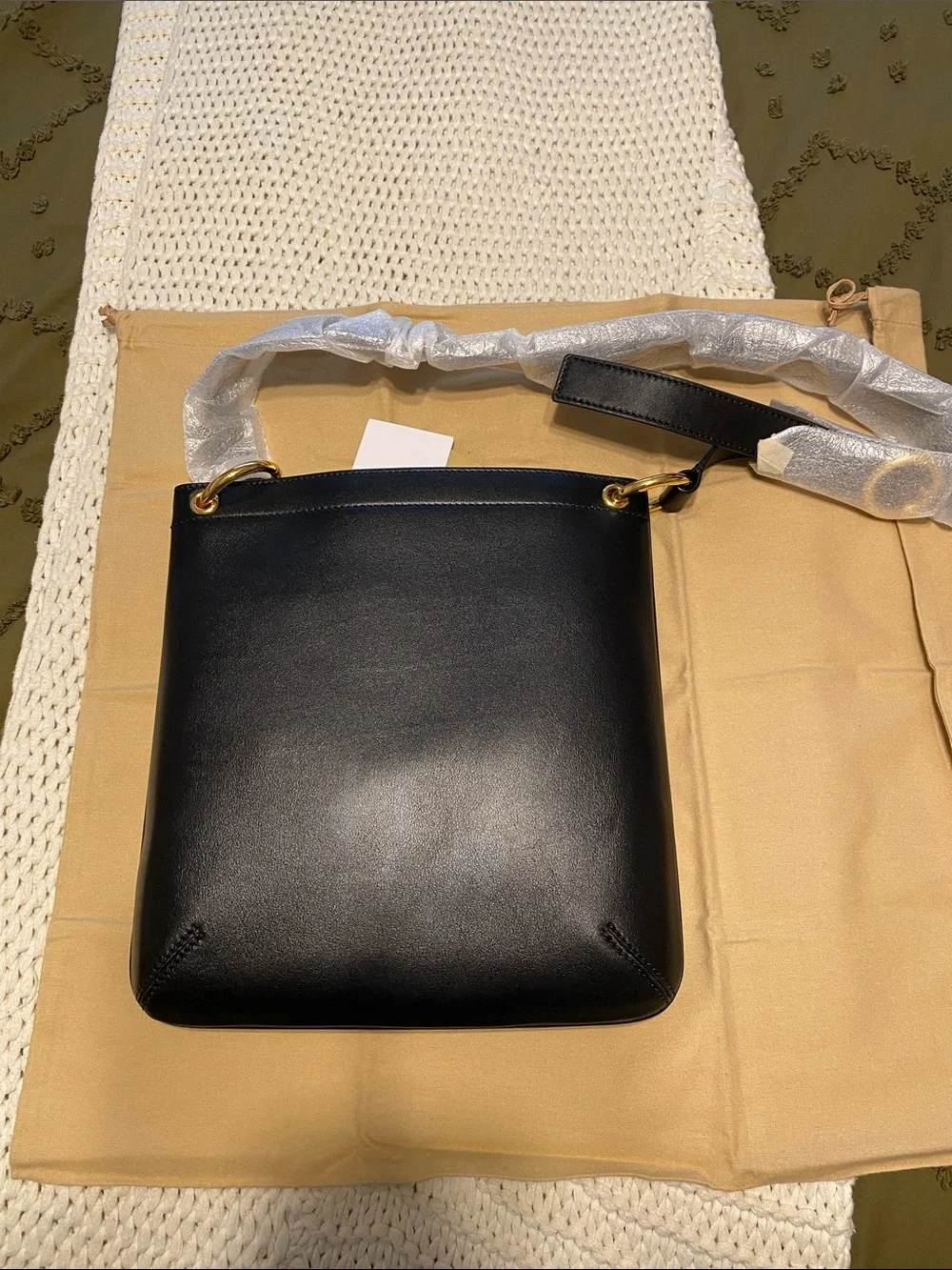 Michael Kors Collection Black Tate Small Crossbody Tote with Gold Hardware